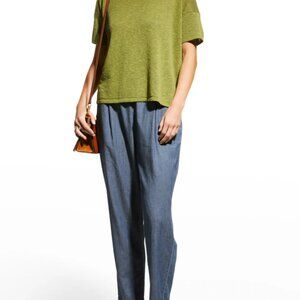 Eileen Fisher Organic Linen and Cotton Short-Sleeve Crewneck Pullover